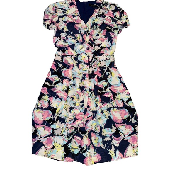 Slate & Willow Mixed Floral Printed Mini Dress Sz 0 100% Silk - Picture 3 of 5